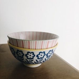 Anthropologie small bowls floral striped